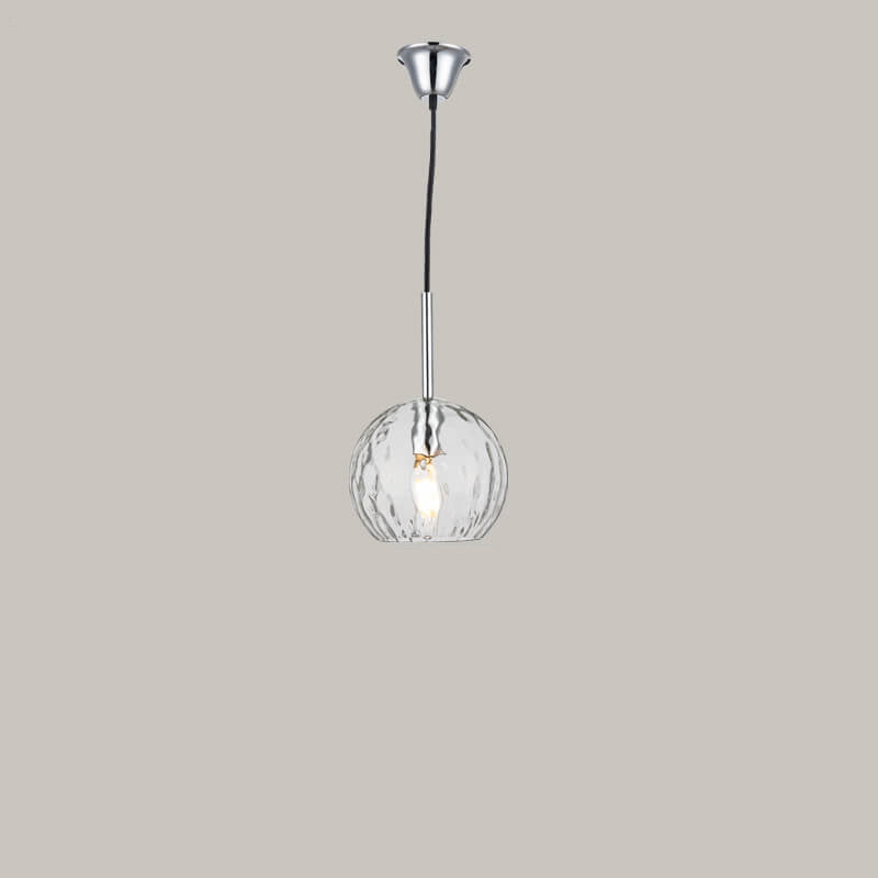 Vintage Minimalist Chrome Clear Round Ball Glass 1-Light Pendant Light