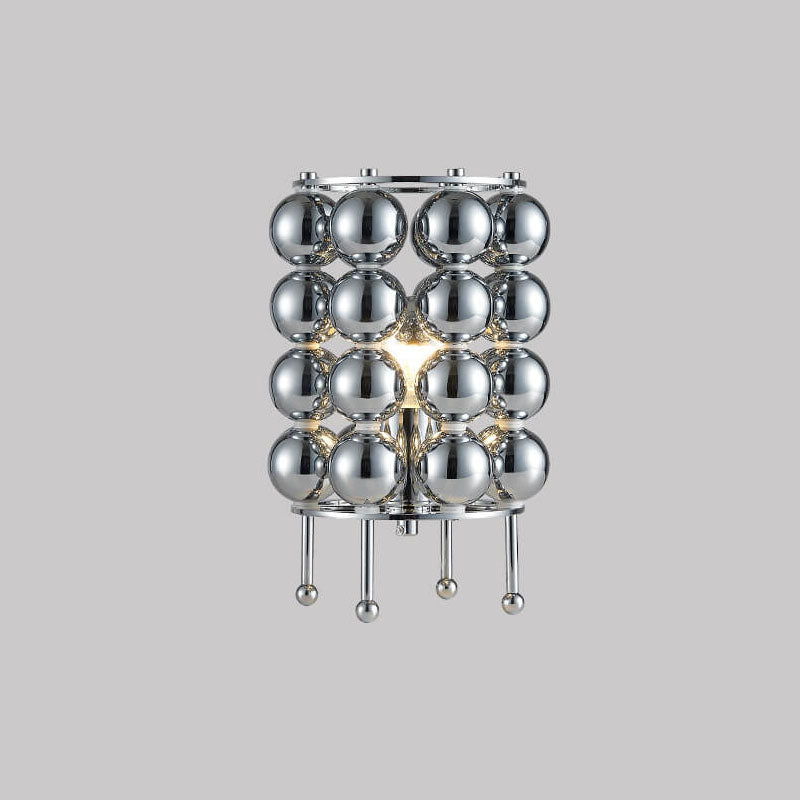 Retro Creative Metal Mirror Stainless Steel Column 1-Light Table Lamp