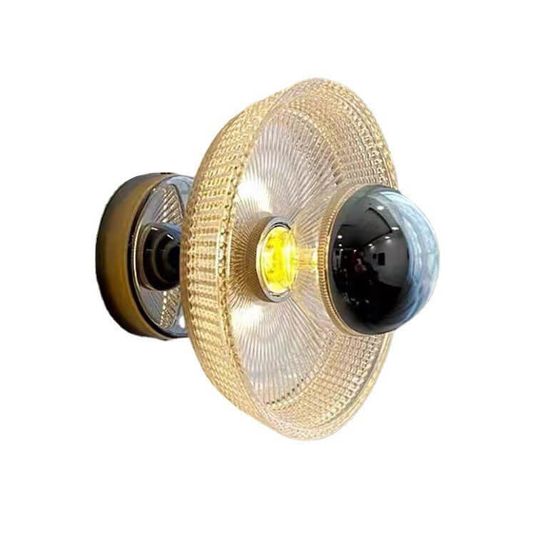 Modern Mid-Century Round Iron Glass 1-Light Wall Sconce Lamp For Living Room