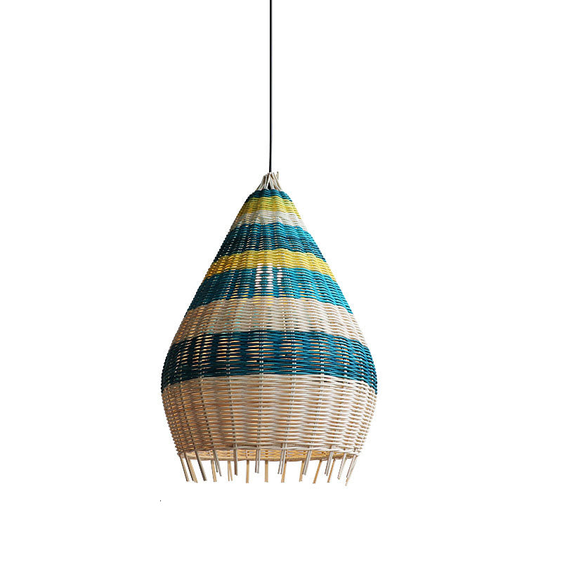 Modern Colorful Bamboo Weaving 1-Light Pendant Light