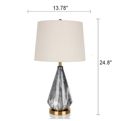 Lámpara de Mesa de 1 Luz de Cerámica Cónica Minimalista Nórdica de Mármol y Tela 