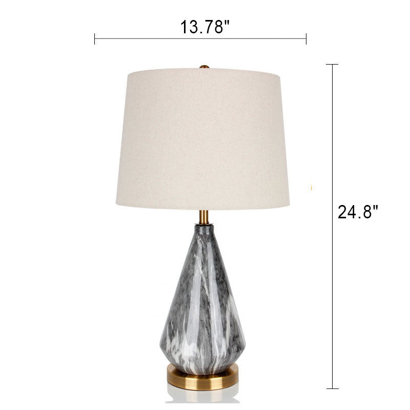 Lámpara de Mesa de 1 Luz de Cerámica Cónica Minimalista Nórdica de Mármol y Tela 