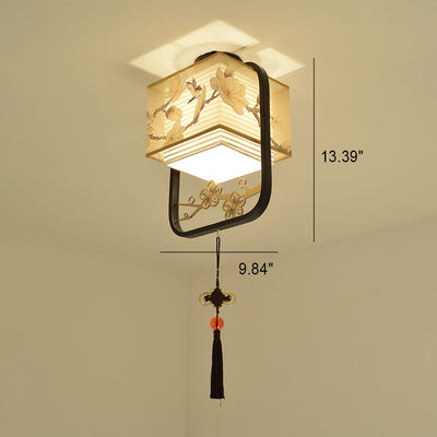 New Chinese Style Flower And Bird 1-Light Pendant Light