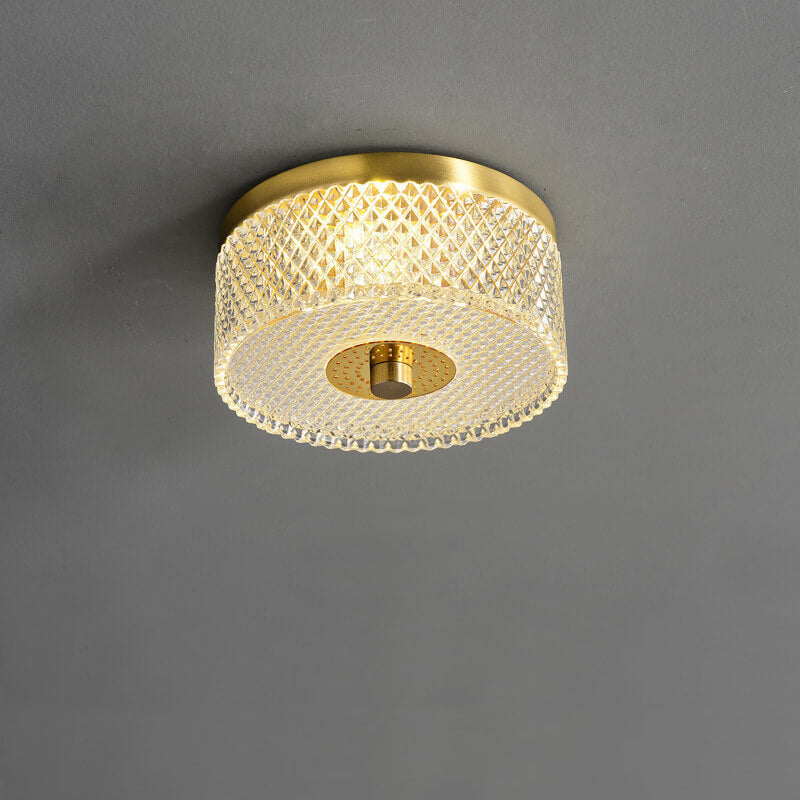 Simple Square Round Acrylic Brass LED Flush Mount Ceiling Light