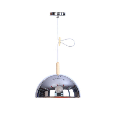 Nordic Simple Iron Dome Wood 1-Light Pendelleuchte