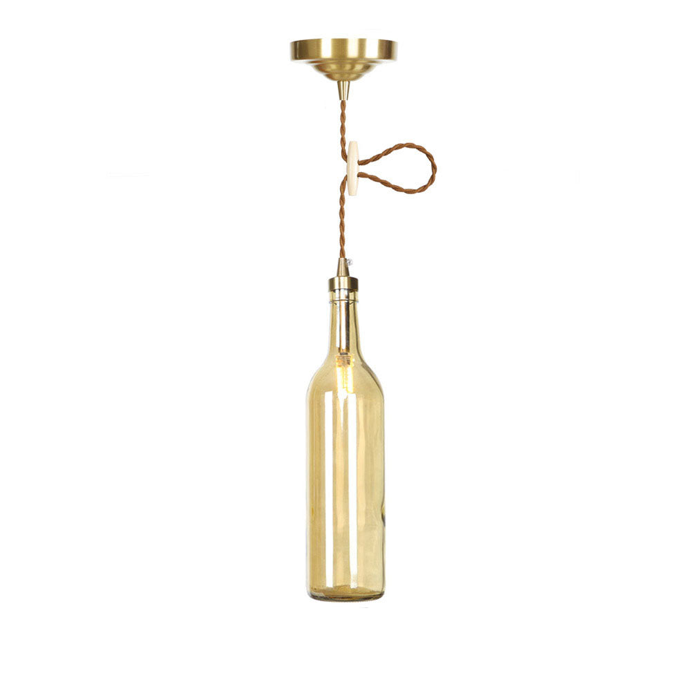 Contemporary Industrial Wine Bottle Glass Copper 1-Light Pendant Light For Living Room &amp; Bedroom