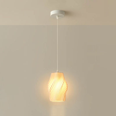Japanese Simple PE Flower Geometry Iron 1-Light Pendant Light