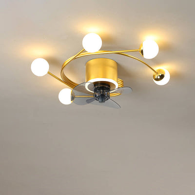 Nordic Light Luxuriöses kreatives 5/7-Licht-LED-Unterputz-Lüfterlicht 