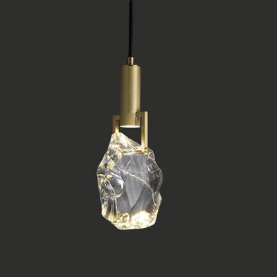 Modern Minimalist Ice Cube Crystal 1-Light Pendant Light