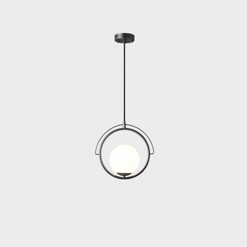 Nordic Minimalist Copper Glass Ring 1-Light Pendant Light