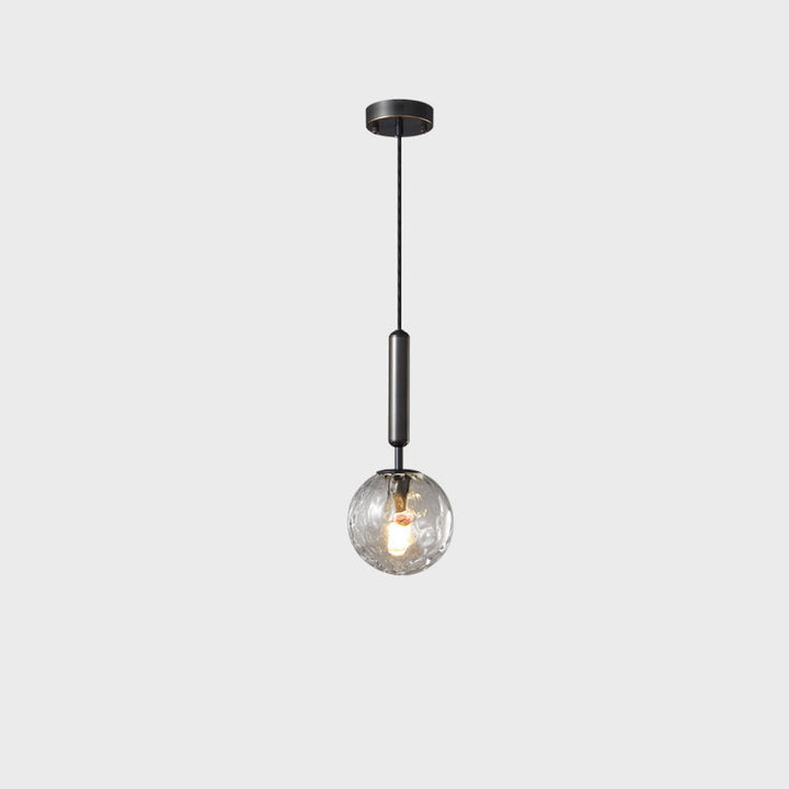 Moderne luxuriöse Pendelleuchte aus Eisen und strukturiertem Glas mit Wasserwellenmuster, 1-flammig, für das Wohnzimmer 