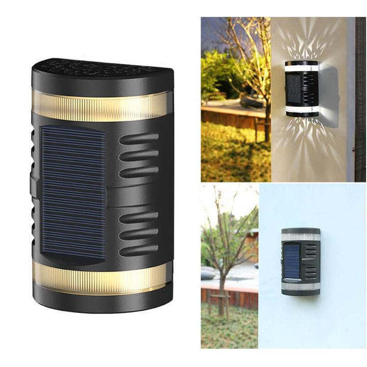 Moderne minimalistische Solar-Wandleuchte mit Hohlmuster für den Außenbereich, wasserdichte LED-Wandleuchte für Terrasse 