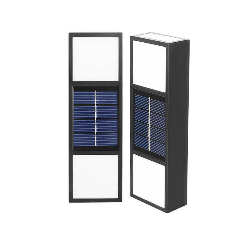 Lampe murale à applique solaire LED rectangulaire étanche pour patio et clôture 