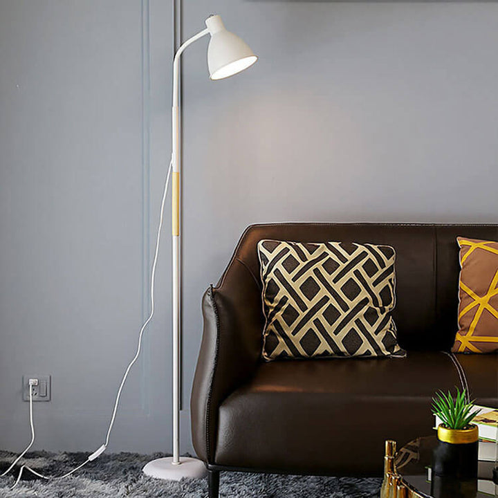 Moderne minimalistische Stehlampe mit langem Gestänge und konischem Eisenschirm, 1-flammig, für Wohnzimmer und Schlafzimmer 