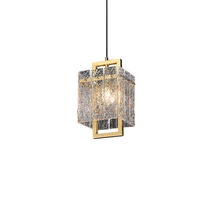 Modern Luxury Glass Brass Square 1-Light Pendant Light