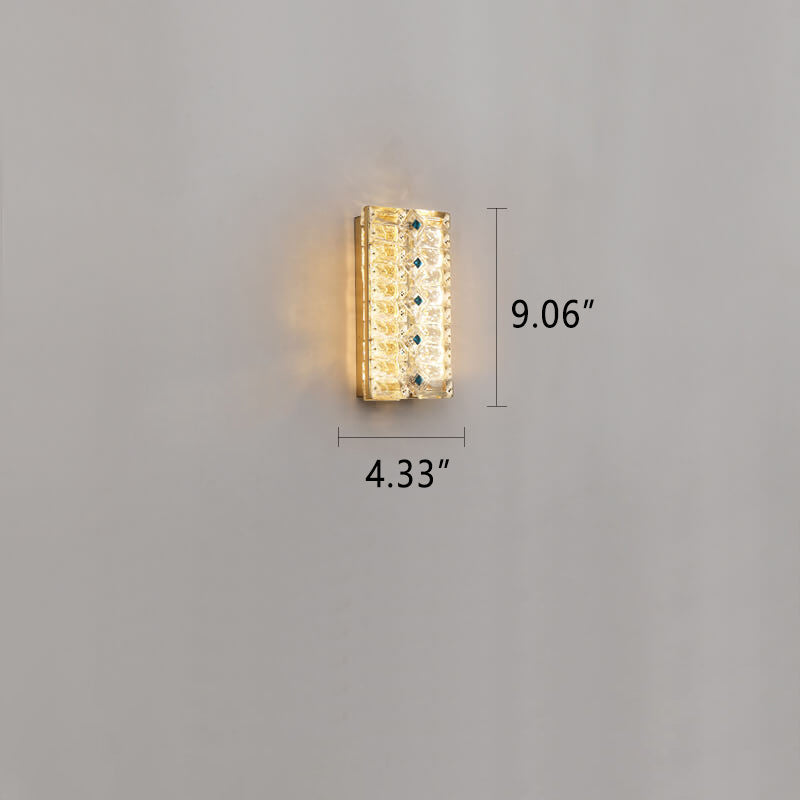 Applique murale à LED avec design en bande de cristal de luxe 