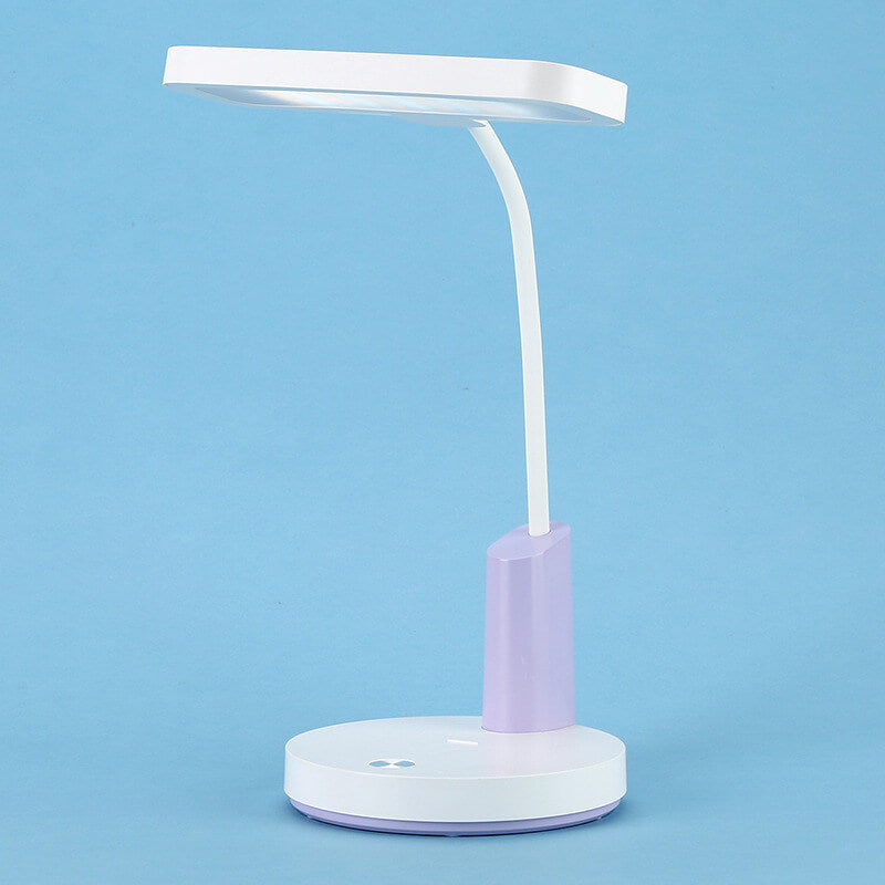 Modern Minimalist Plastic Long Shade Round Base Touch Charging LED Desk Lamp for Bedroom