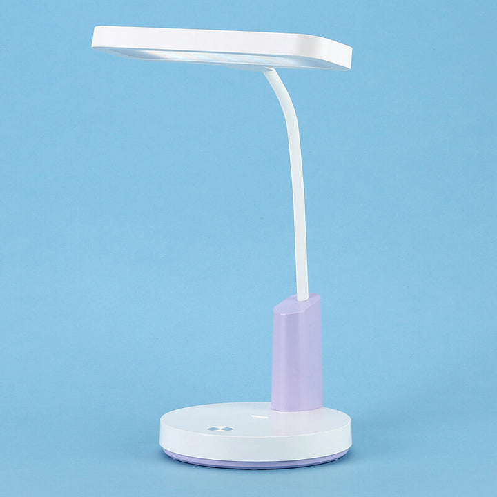 Modern Minimalist Plastic Long Shade Round Base Touch Charging LED Desk Lamp for Bedroom
