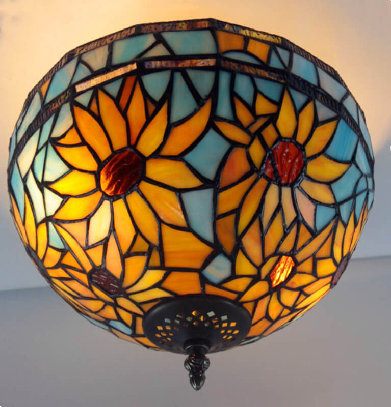 Éclairage encastré Tiffany vintage européen à 2 lumières 