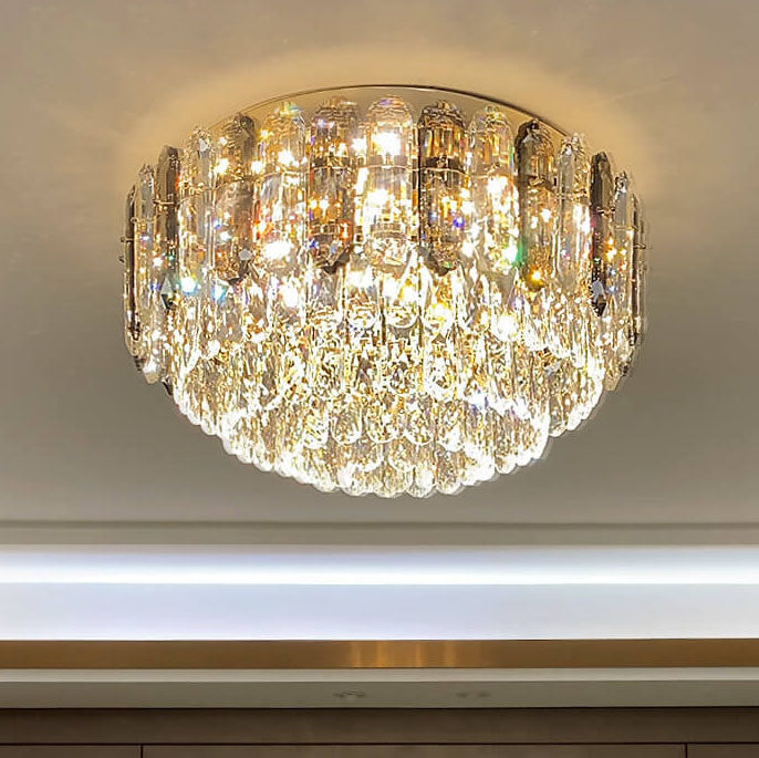 Modern Luxury Crystal Column Dome LED Flush Mount Ceiling Light