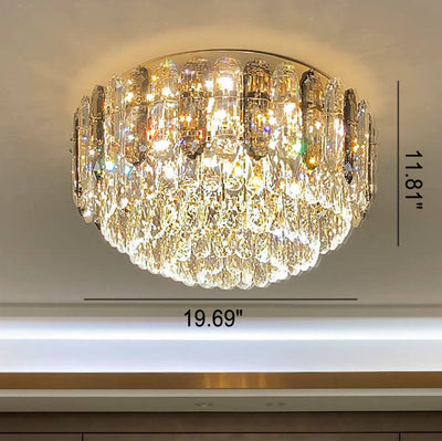 Modern Luxury Crystal Column Dome LED Flush Mount Ceiling Light