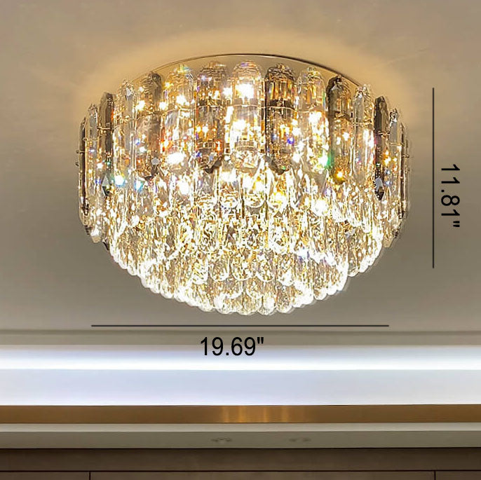 Modern Luxury Crystal Column Dome LED Flush Mount Ceiling Light