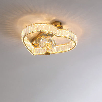 Modern Luxury Crystal Heart Symbol LED Semi-Flush Mount Ceiling Light