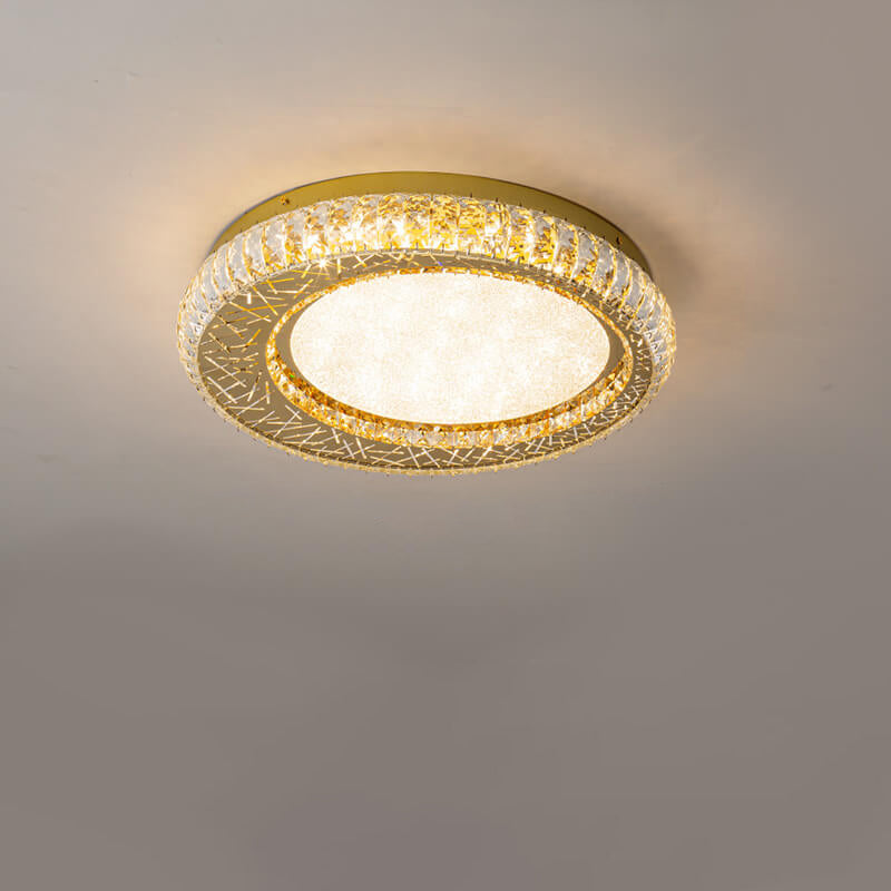 Modern Luxury Crystal Bird Nest Round LED Flush Mount Ceiling Light