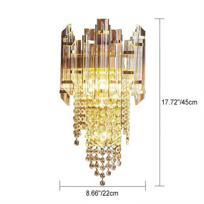 Modern Luxury Tassel Crystal Stainless Steel 3-Light Wall Sconce Lamp