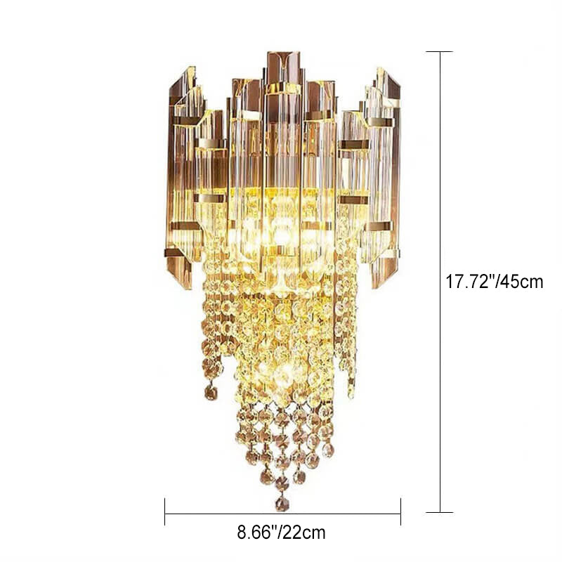 Modern Luxury Tassel Crystal Stainless Steel 3-Light Wall Sconce Lamp