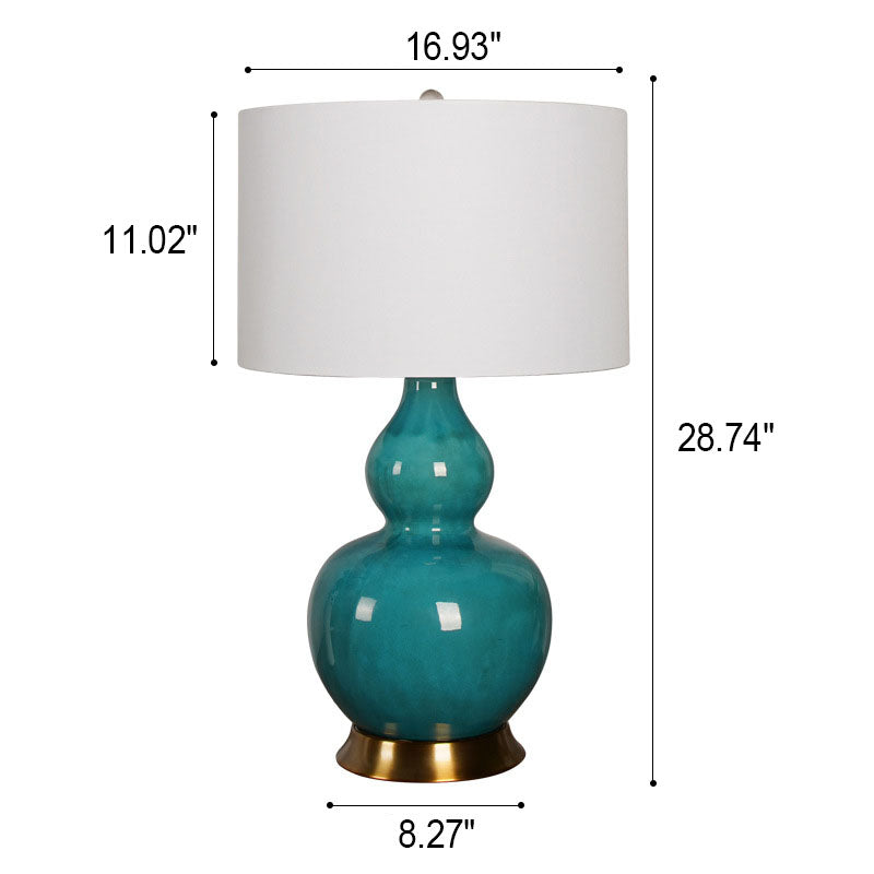 Modern Luxury Fabric Green Gourd Ceramic 1-Light Table Lamp