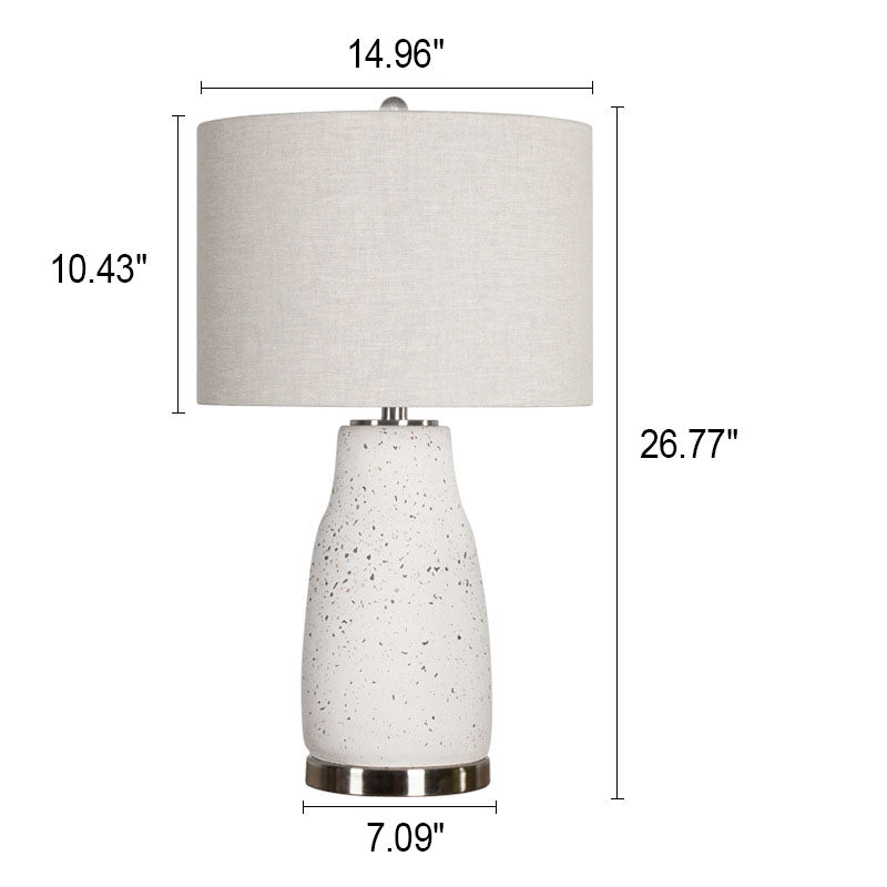 European Light Luxury Terrazzo Base Fabric Drum 1-Light Table Lamp