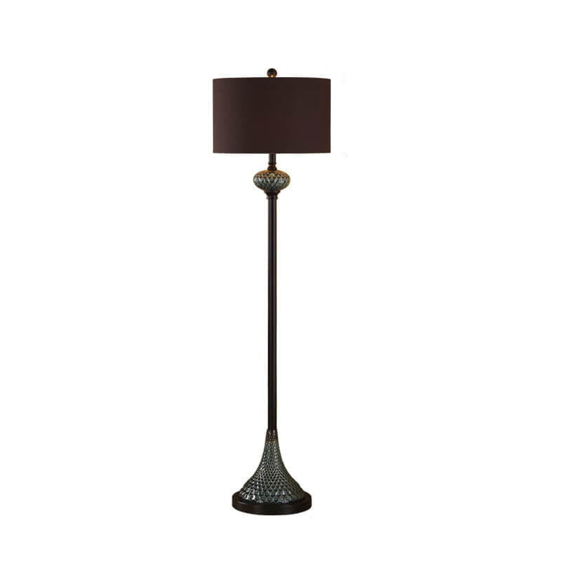 Europäischer Leichtluxus mit Keramikhardware und Stoff, 1-flammige Stehlampe 