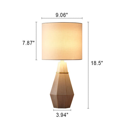Nordic Minimalist Diamond Resin Base Fabric Drum 1-Light Table Lamp