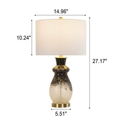 European Luxury Fabric Flame Black and White Glass 1-Light Table Lamp