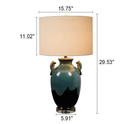 European Vintage Minimal Ceramic Cloth 1-Light Table Lamp