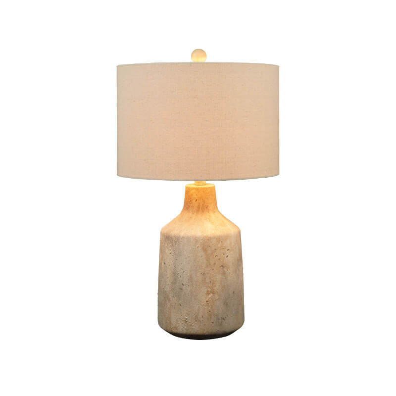 Minimalistische Vintage Tischlampe mit Zementsockel aus Stoff