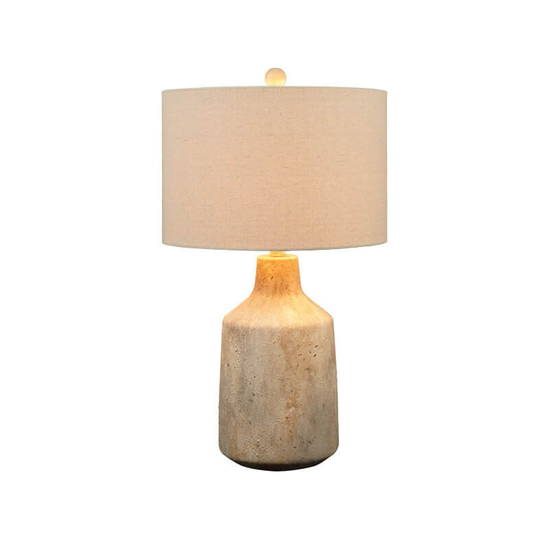 Vintage Minimalist Fabric Cement Base 1-Light Table Lamp
