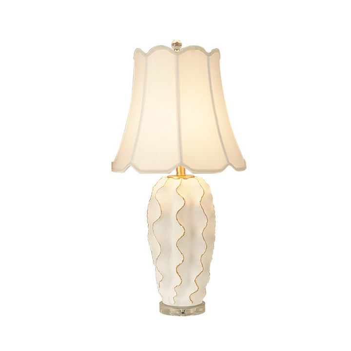 Europäische Vintage Tuch Kristall Harz 1-Licht Tischlampe 