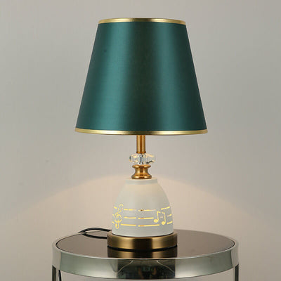 Moderne minimalistische Tischlampe aus Stoff mit einfarbiger Hardware und 1 Licht 