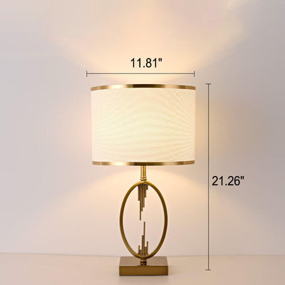 Lampe de table moderne minimaliste en tissu imitation cuivre à 1 lumière 