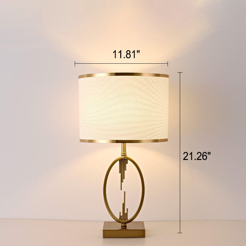 Lampe de table moderne minimaliste en tissu imitation cuivre à 1 lumière 