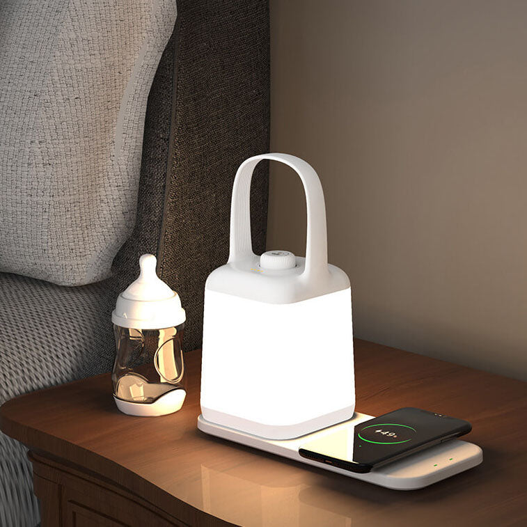 Lampe de Table LED Rechargeable Sans Fil en ABS Portable avec Bocal Carré Créatif 