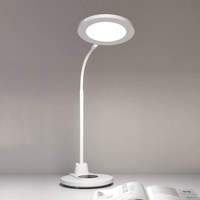 Lampe de table LED de protection des yeux en plastique blanc pur moderne 