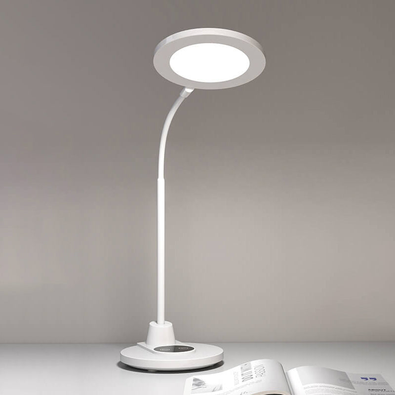 Lampe de table LED de protection des yeux en plastique blanc pur moderne 