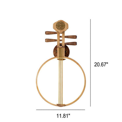 Moderne chinesische Pipa Instrument Zen Dekoration LED Wandleuchte Lampe 