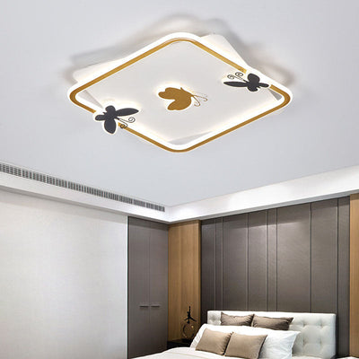 Modern Minimalist Round Square Iron Aluminum Acrylic LED Flush Mount Ceiling Light For Living Room