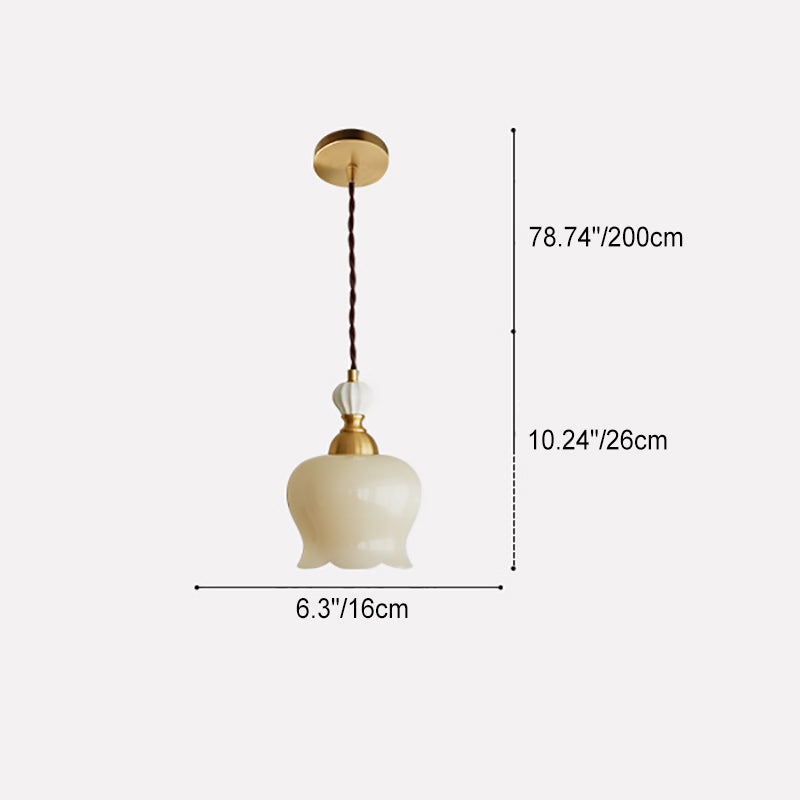 Traditional French Suzuki Copper Ceramic 1-Light Pendant Light For Bedroom
