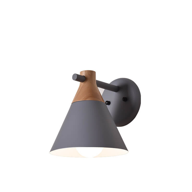 Nordische Massivholz Macaron Cone Shade 1-Licht Wandleuchte 