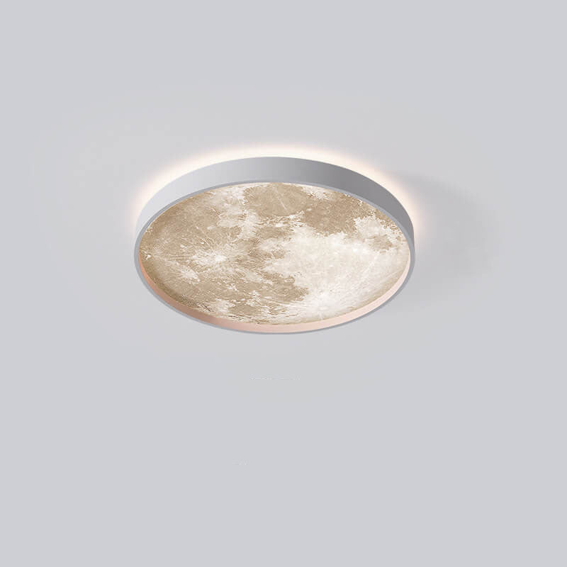 Modern Minimalist Moon Round Iron Acrylic LED Flush Mount Ceiling Light for Living Room